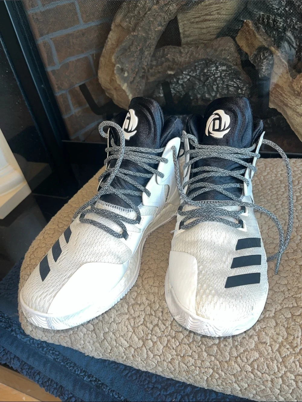 Adidas D Rose Men’s High-Top Basketball Shoes - White & Black